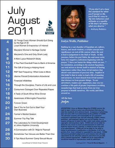 July · August 2011 issue cover