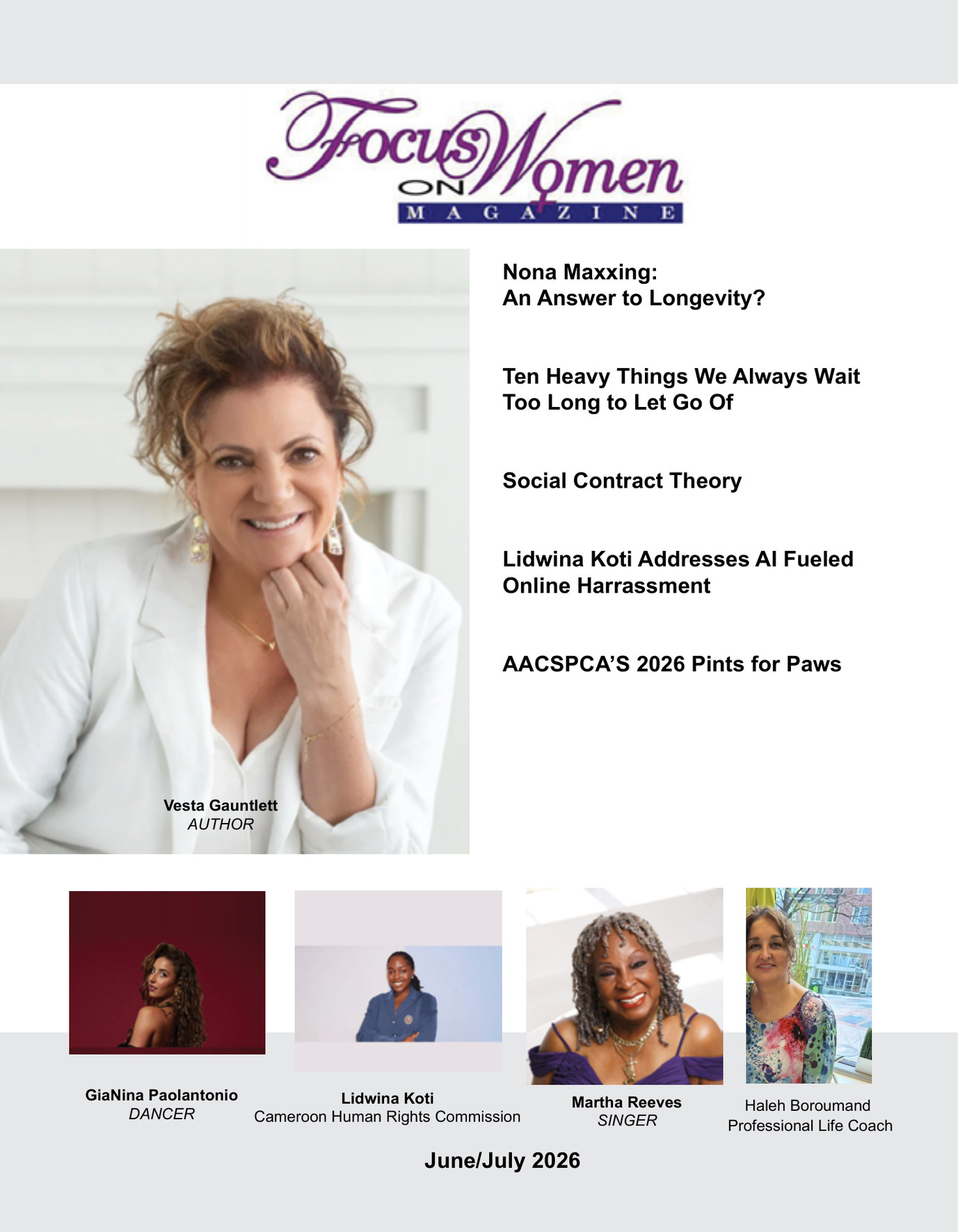 The April–May 2026 issue of Focus on Women Magazine